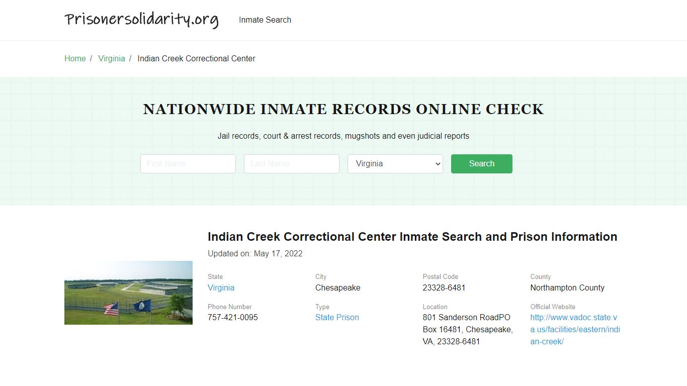 Indian Creek Correctional Center Inmate Search, Visitation, Phone no ...